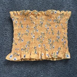 Kendall & Kylie Yellow Smocked Top